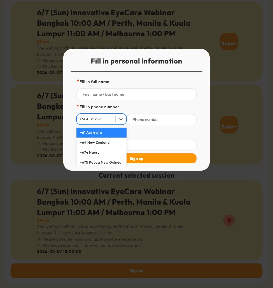 Webinar registration step 2: You will then be asked to provide your personal information: